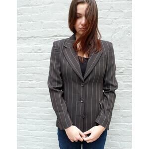 VTG Gianfranco Ferré Pinstripe Jacket 90s Wool Blazer Single Breasted Nipped 38